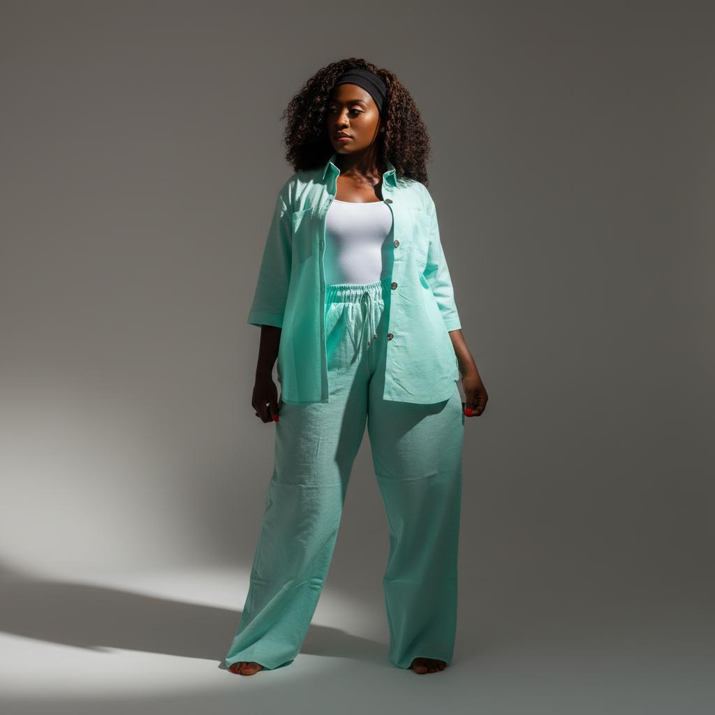 the mint green two piece linen set the mint green two piece linen set